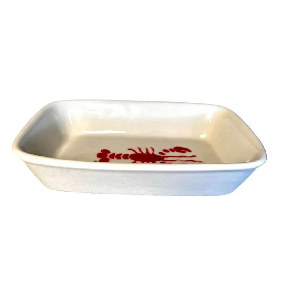 Crate & Barrel Nantucket Stoneware Lobster & Berry Motif Baking Dish